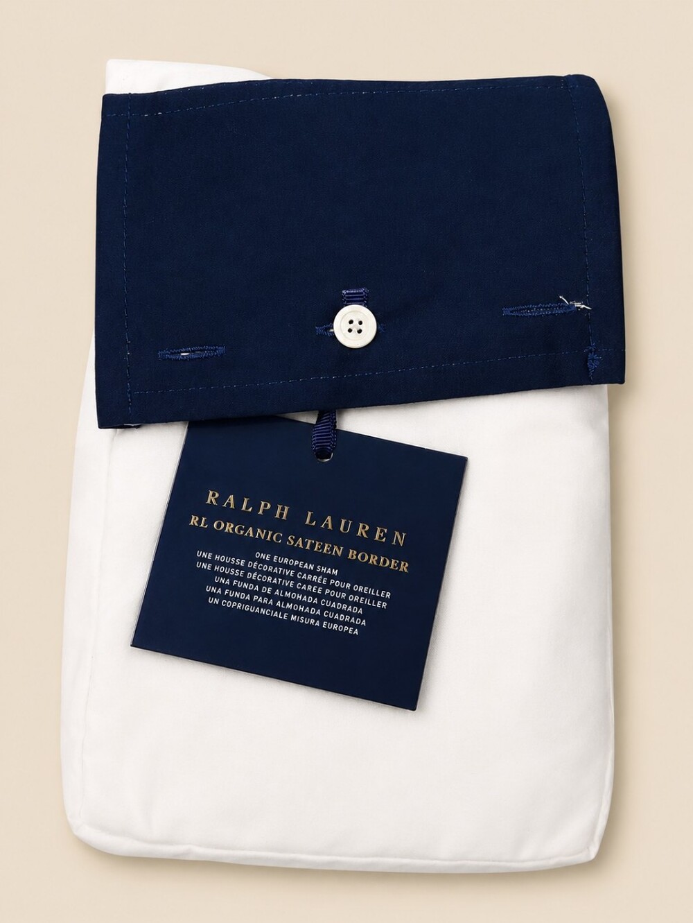 NWT Ralph Lauren Home 1 Euro Sham White Navy Border 28x28 "  $185 Retail